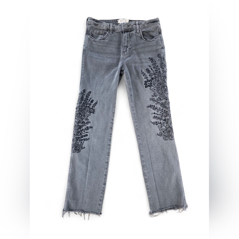 We The Free by Free People Embroidered Girlfriend Straight Jeans Women’s 26 Boho